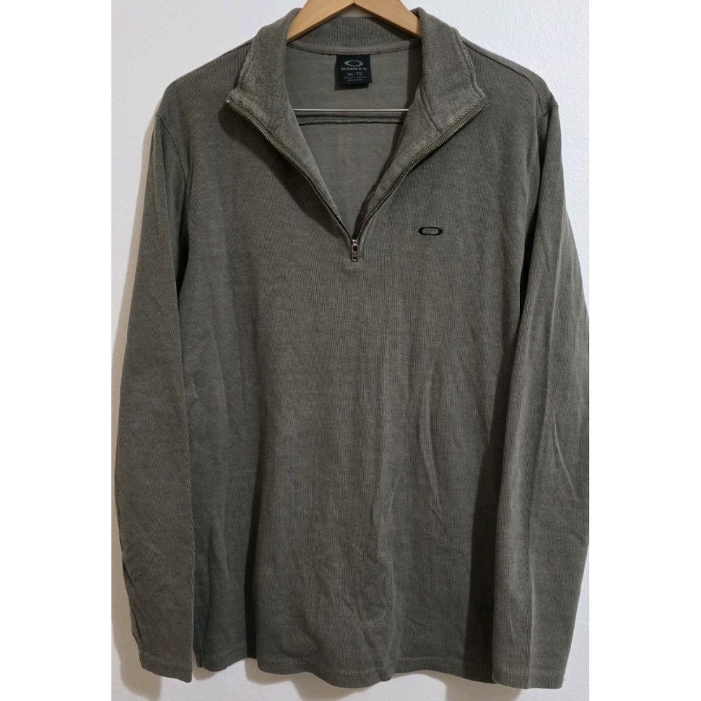 Oakley Long Sleeve 1/4 Zip Sweatshirt Pullover Mens Sz XL Olive Green Gray